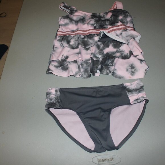 2 Pcs Justice Tankini Swimsuit Size 14 - Picture 1 of 10